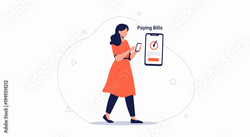 Woman paying bills on smartphone, mobile banking app, online payment, digital finance