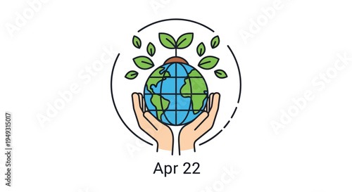 Hands holding planet Earth with sprouting plants, symbolizing environmental protection and growth, isolated on transparent background