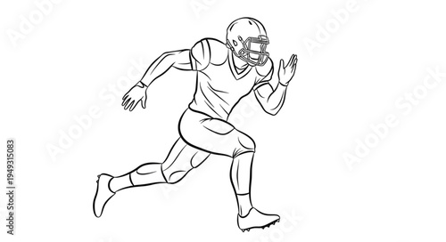 American Football Player Running Fast During Game.