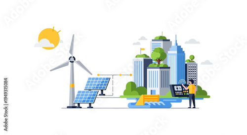 Smart City Green Energy Ecosystem: Renewable Power Generation & Sustainable Urban Management