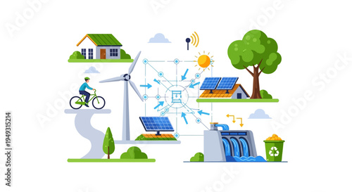 Renewable Energy Ecosystem: Smart Grid Connecting Solar, Wind, Hydro Power & Sustainable Living for a Green Future