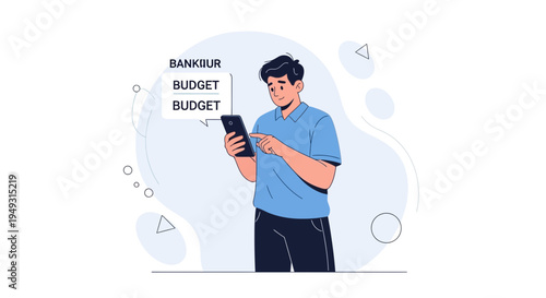 Man Using Smartphone for Budgeting and Financial Planning