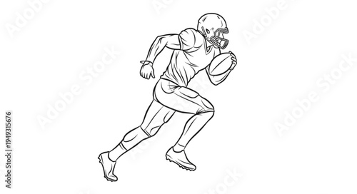 American Football Player Running with Ball Sketch.