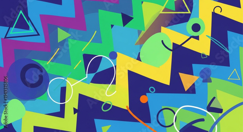 Abstract Geometric Shapes and Patterns in Vibrant Colors.