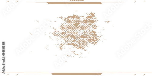 A minimalist graphic design featuring a central textured honeycomb pattern on a white background