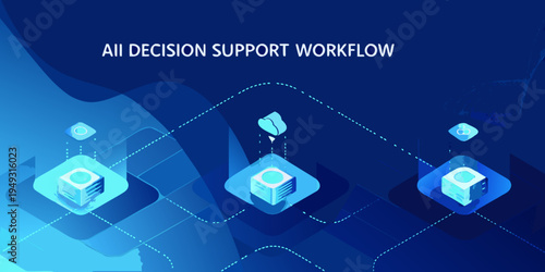 A visual representation of a decision support workflow with connected nodes