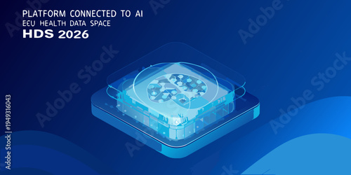 Digital representation of health data infrastructure connected to artificial intelligence