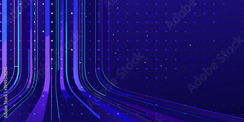 Abstract background featuring curved lines and scattered glowing particles