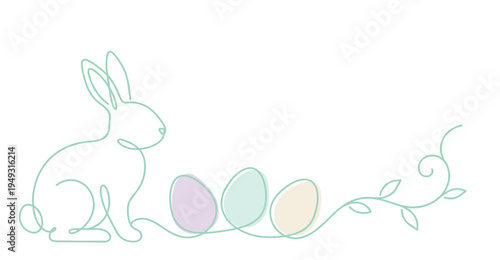 Easter bunny and egg continuous line drawing minimalist