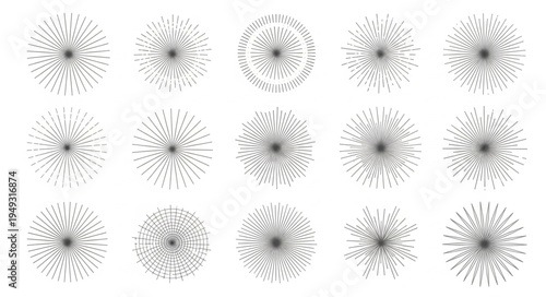 Collection of Hand Drawn Starbursts and Sunbursts Elements.