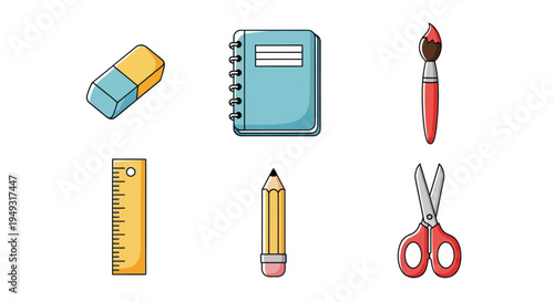 School supplies illustration on white