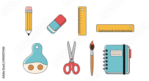 School supplies illustration on white background