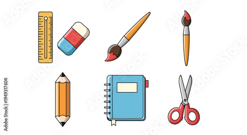 School supplies set cartoon illustration