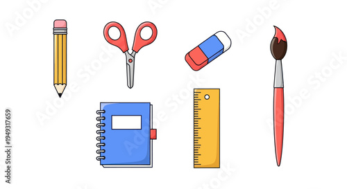 School supplies set on white background