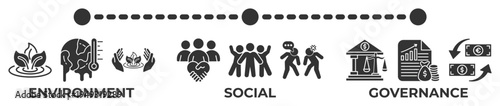 ESG banner web icon vector illustration for sustainability and corporate responsibility concept with environment, social responsibility, community, governance, compliance and ethical business icons