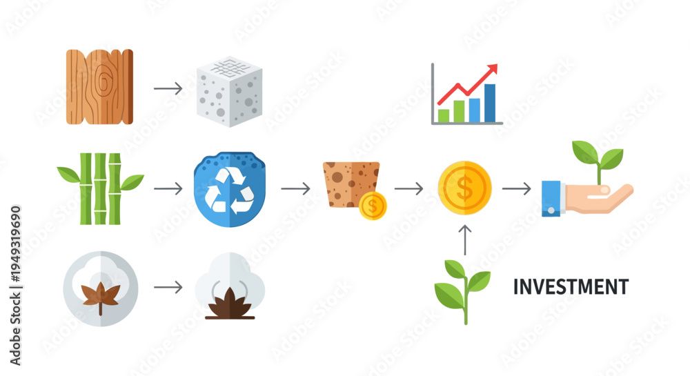 Fototapeta premium Sustainable Investment & Circular Economy: Natural Resources, Recycling, & Green Business Growth