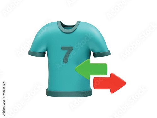 Sports Jersey with Transfer Arrows player substitution icon 3d rendering illustration
