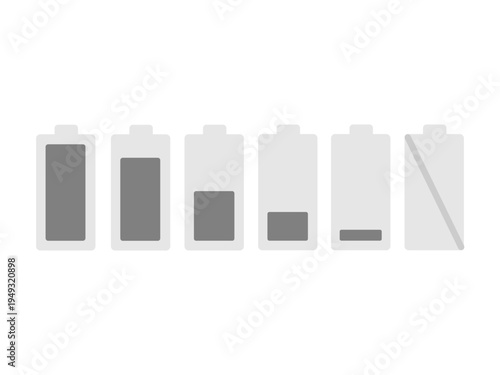 電池残量のイラストセット（モノクロ）