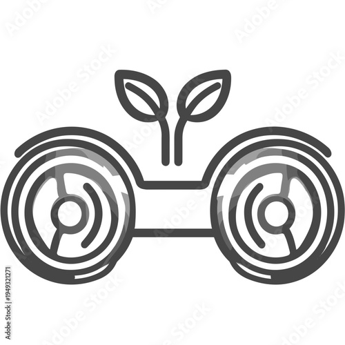 Eco-friendly binoculars with plant elements for nature observation and sustainability concept