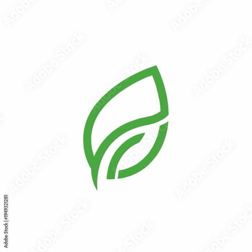 Minimalist green leaf vector icon. Abstract nature symbol for organic, eco-friendly, natural, and sustainable design concept.