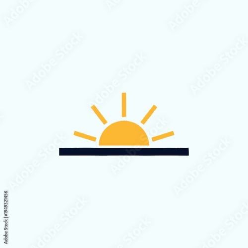 Minimalist vector icon of a sunrise or sunset. Simple graphic design representing morning dawn or evening dusk light.