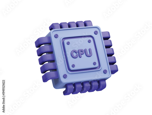 CPU Processor Chip icon 3d rendering Illustration