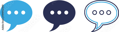 Chat bubble message icon set with typing dots communication speech dialog symbols modern conversation interface vector illustration isolated on white background
