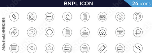 BNPL Buy Now Pay Later Icons Minimal Line Art Vector Set