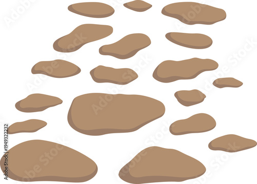 Stone path road illustration for stepping stone, garden decoration. Vector isolated