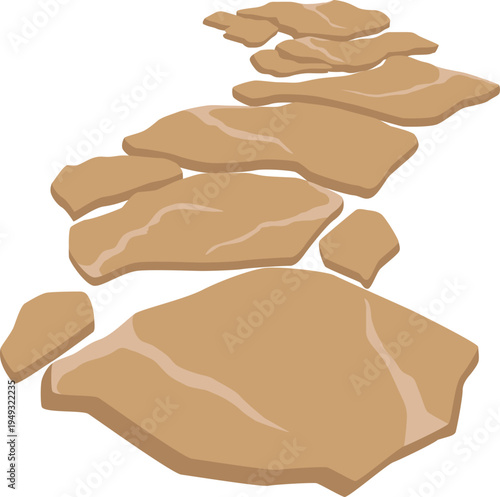 Stone path road illustration for stepping stone, garden decoration. Vector isolated