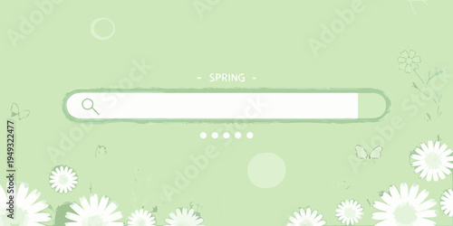 A spring themed search bar illustration with floral and butterfly accents