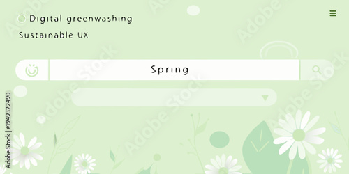 Digital interface design with spring theme and sustainability focus