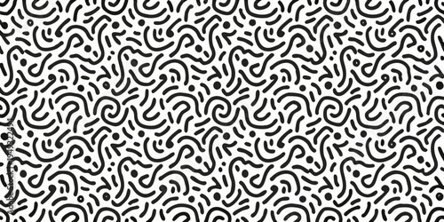 Abstract black and white pattern of flowing organic curved lines