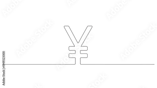 Yen currency symbol with a continuous black line on a white background, representing financial concepts and economics
