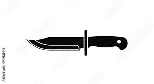 A stark black knife design sharply defined in silhouette