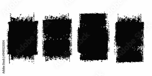 Four abstract rectangular brush strokes in black against a white background