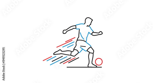 Soccer player kicking ball dynamic motion lines.