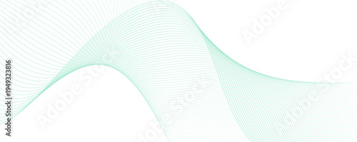 Abstract green background featuring a smooth wave pattern and swirling curves with a decorative green ribbon flow isolated on a white vector illustration backdrop