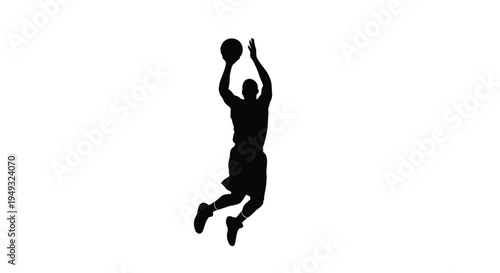 Basketball player jumping for a shot dynamic action silhouette