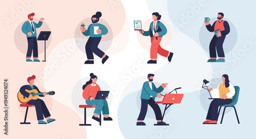 Diverse individuals engaged in various activities and tasks