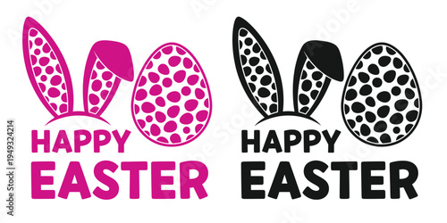 Easter bunny ears and eggs happy easter greeting card design