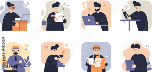 Diverse individuals engaged in various activities, from work to leisure (3)