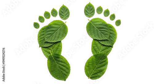 Footprints made of green leaves - eco friendly concept