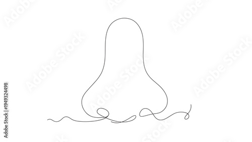 Nose minimalist continuous line drawing with simple black lines on a white background representing the human sense of smell and breathing.