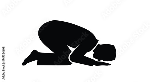 A person praying in a kneeling position dark form silhouette