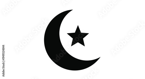 Crescent moon and star emblem a striking black silhouette