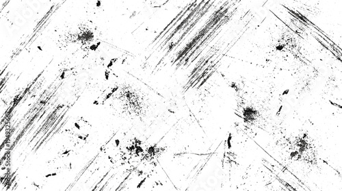 Abstract grunge black and white distressed texture transparent background