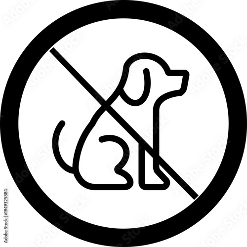 No pets icon prohibition animal symbol with dog sign, forbidden pet rule pictogram for public places, park safety notice vector illustration design