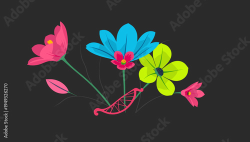 A minimalist image featuring stylized pink flowers against a dark background, creating a serene and elegant atmosphere. Perfect for websites, social m