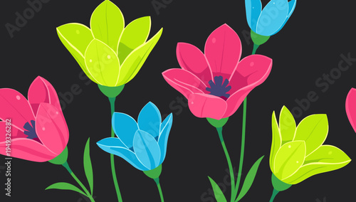 A vibrant and modern floral illustration, perfect for springtime marketing or website backgrounds. The bright colors evoke feelings of freshness and r